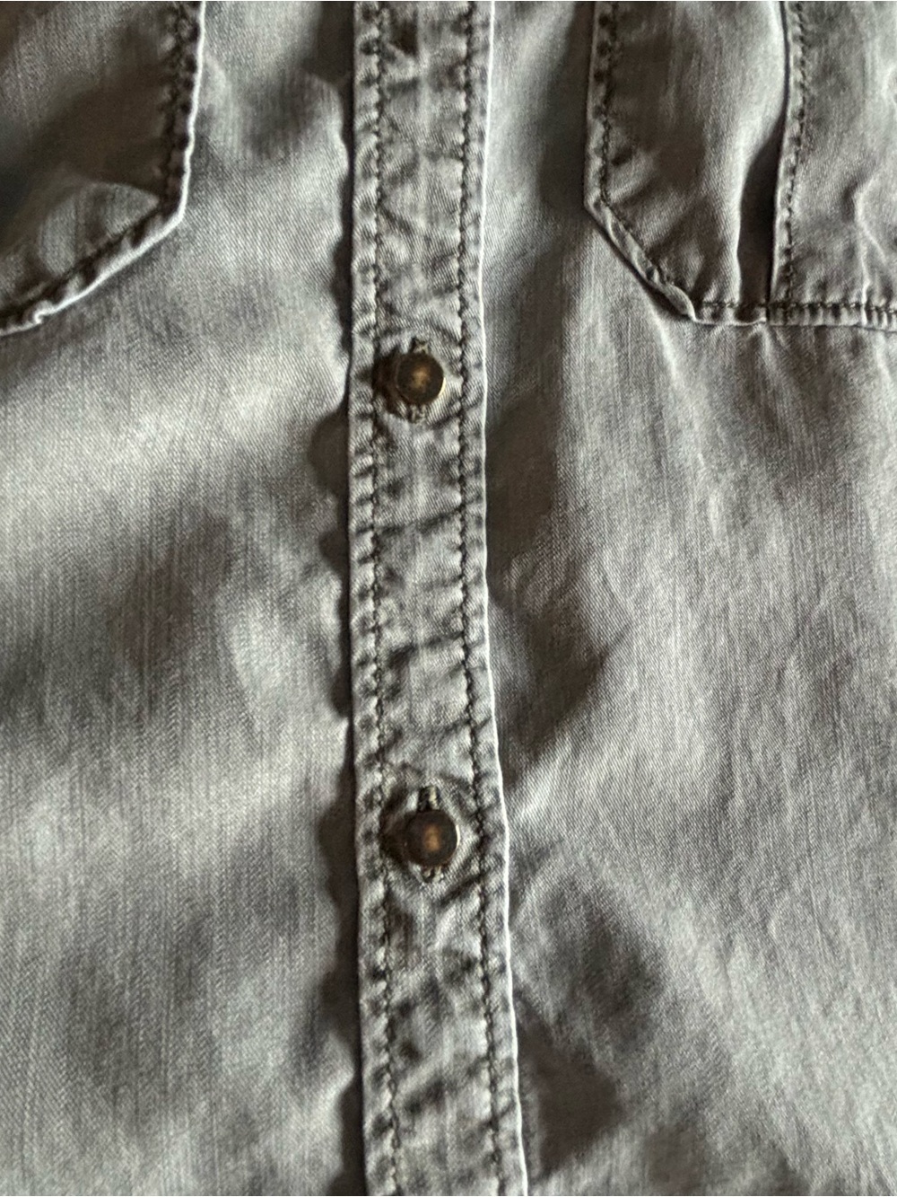 Express Boyfriend Gray Lyocell Utility Shirt XS Petite - Picture 6 of 10